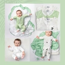 Mama Bamboo Babygrow 9-12 Months Green Bamboo Print image 3