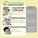 IAGREEA Portable Electric Cooker 1.6L Ramen Cooker Ramen Noodle Cooker - Dual Power Mini Ramen Maker Multi-Functional Lazy Pot, Non-Stick Noodle Cooker with Boil Dry Protection for Pasta Noodles Egg Soup, Compact for Dorm Office (Green) image 2