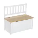 HOMCOM 4-Piece Kids Table and Chair Set with 2 Wooden Chairs, 1 Storage Bench, and Interesting Modern Design, Beige/White image 1