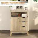 HOMCOM Sideboard, Fluted Modern Storage Cabinet with Single Door, Drawers and Adjustable Shelf for Living Room, Kitchen, Dining Room, Bathroom, Bedroom, Nature Wood Finish image 3