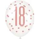 Unique Party Latex 18th Birthday Balloons, Glitz Rose Gold, 30cm, 6 Pack image 2