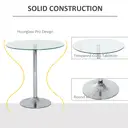 HOMCOM Round Bar Table, Modern Dining Table with Tempered Glass Top and Steel Frame for 2, Easy Assembly for Breakfast Bar, Dining Room, 70 x 70 x 74.5cm, Clear image 3