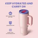 Bottle Bottle 40 oz Stainless Steel Vacuum Tumbler with Handle and Straw, Pinklily image 3