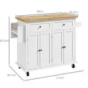 HOMCOM Kitchen Island Counter Panelled 2 Drawers 4 Doors White/Natural image 4