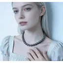 VoxorAI XL24 10mm Pearl Necklace - Versatile, Luxurious, and High-End Pearl Necklace in Dark Gray image 2