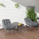 Outsunny Salon de Jardin extérieur en résine tressée 2 personnes ensemble de meubles de jardin coussins de 15 cm d'épaisseur cadres en acier pour balcon terrasse patio, gris image 6