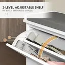 HOMCOM Shoe Bench, Entryway Bench with Flip Drawer, Adjustable Shelf and Seating Cushion for Hallway, Stores 10 Pairs of Shoes, White image 4