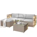 Garden Corner Sofa rattan Garden Furniture Patio Set Garden Entertaining Set Garden Rattan Furniture Lounge Set,Khaki  image 3