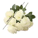 Yuejia 1Pc 18.89in/48cm Artificial Roses Flowers Arrangement Silk Bouquet for Home Office Parties Bridal and Wedding Decoration(white) image 4
