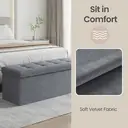 Ochama x SONGMICS Storage Ottoman, Foldable Velvet Storage Bench, 2 Extra Storage Boxes, 38 x 110 x 38 cm, for Hallway, Living Room, Bedroom, Dark Grey image 5
