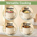 IAGREEA Portable Electric Cooker 1.6L Ramen Cooker Ramen Noodle Cooker - Dual Power Mini Ramen Maker Multi-Functional Lazy Pot, Non-Stick Noodle Cooker with Boil Dry Protection for Pasta Noodles Egg Soup, Compact for Dorm Office (Beige) image 2