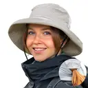 TOP-EX Chapeau de soleil pour femme en forme de seau avec grand rebord, trou pour cheveux tressés, packable pour l’été, voyage, plage et plein air - Gris image 0