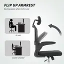 HOMCOM Ergonomic Office Chair, High Back Mesh Computer Desk Chair with Adjustable Headrest and Lumbar Support, Flip-up Armrests for Home Office, Black image 6