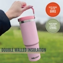 Milestone Travel Mug with Flip Straw Stainless Steel Double Walled Pink 890ml image 2