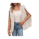 Women's CAPE Blazer Split Sleeve Open Front Lightweight Office Jacket Workwear (Beige， M) image 2