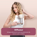 Lecomely Sèche-cheveux haute vitesse, puissant et léger, 2 vitesses et 4 réglages de température, conception ergonomique, bouton air froid, diffuseur et concentrateur image 5