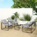 Outsunny 4 Piece Garden Sofa Set, 2 Single Armchair, Loveseat and Coffee Table Set with Steel Frame, Outdoor Furniture with Thick Cushions, Light Grey image 7