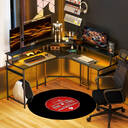 HOMCOM L Shaped Desk with Power Outlets and LED Lights, Corner Computer Desk with Monitor Stand, Gaming Desk for Home Office, Black image 1