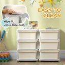 HOMCOM 6 Drawers Plastic Storage Units, 3 Tier Kids Storage Units, Children Toy Chest for Nursery, Playroom, Bedroom, Cream image 5