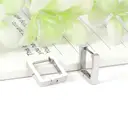 Silver Tone Stainless Steel Square Hoop Earrings, 14mm Minimalist Rectangular Huggie Hoops image 9