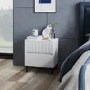 HOMCOM Bedside Table Modern Ridged 2 Drawers White/Black image 2