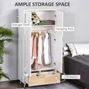 HOMCOM 2-Door Clothes Wardrobe w/ Rail Shelf 2 Drawers Wood Feet Elegant Home Storage Organisation Furniture Dresses Coats Blankets Shoes White image 3