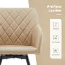 CLIPOP Faux Leather Dining Chairs, Set of 2, 360 °Swivel Upholstered Kitchen Chairs Armchair with Backrest and Metal Legs for Home Office Bedroom Living Room Lounge 0588 cream 54.5*60*84 cm image 2