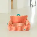 ZEZE Salmon Stripe Plush Pet Bed for Cats Dogs, Enclosed Design for Security, Removable Washable, Fits Up to 15kg image 3