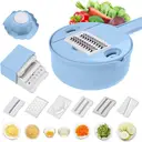  3-in-1 Vegetable Slicer Mandoline Adjustable Thickness Kitchen Gadget Blue                 image 1