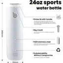 Bottle Bottle Insulated Water Bottle 24oz with Straw Lid and Handle for Sports, Travel, Gym, Stainless Steel, Double-Wall Vacuum, Leak Proof, BPA-Free (White) image 4
