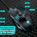 Rexsun Wired Gaming Mouse – 6D Buttons, 4-Color Breathing LED, Adjustable DPI 1200–3600, Ergonomic Design, USB Connection, Compatible with Windows & Mac, Black, G560 image 2