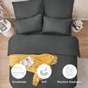 LeBonsoir Parure de lit brossée avec 1 housse de couette 240 x 220 cm et 2 taies d’oreiller 65 x 65 cm, avec fermeture éclair - Gris foncé image 3