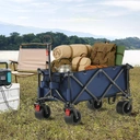 CLIPOP Festival Trolley with All-Terrain Wheels, 180L Folding Wagon with Expandable Tailgate and Adjustable Handle Large Capacity Garden Cart for Beach Camping Outdoor Blue image 8