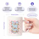 Alphynix 1 Mug Lapin Floral, tasse à café céramique 33cl avec lapin bleu clair, fleurs jaunes et carreaux roses, cadeau printemps pour femmes, filles,Le cadeau de la saint-valentin, cadeau d’anniversaire image 7