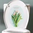 Autocollants pour Couvercle de Toilette Motif Feuilles et Fleurs, Stickers Muraux Auto-adhésifs pour Salle de Bain, Décorations de Siège de Toilette, Stickers Étanches Amovibles DIY Tulipe image 3