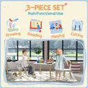 AIYAPLAY 3 Pieces Toddler Table and Chair Set, Kids Desk and 2 Chairs Set with Cute Bunny Ear Backrest, Wooden Legs, for Nursery, Playroom, Classroom - White image 5