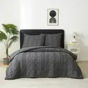 MEEALLHOME Parure de lit tuftée gris foncé - 1 housse 200 x 220 cm et 2 taies 80 x 80 cm image 2