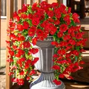 Yuejia Lot de 4 bouquets suspendus de fleurs artificielles en soie liseron rouge - 75 cm image 1