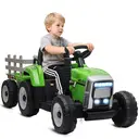 HOMCOM Kids Electric Car, 12V Electric Ride on Tractor and Trailer with Detachable Trailer Remote Control, USB, Horn, Lights, image 0