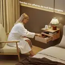 HOMCOM Lot de 2 tables de chevet murales, tables de nuit suspendues avec tiroir coulissant, compartiment ouvert, plateau, style moderne, pour chambre à coucher, 35 x 32 x 22,5 cm, chêne image 3