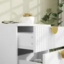 HOMCOM Bedside Table, Bedside Cabinet with 2 Drawers, Modern Side Table with Storage for Bedroom, Living Room, White image 8