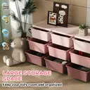 HOMCOM 9 Drawers Plastic Storage Units, 3 Tier Kids Storage Units, Children Toy Chest for Nursery, Playroom, Bedroom, Pink image 7