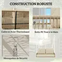 Outsunny Banc Suspendu en Résine Tressée 2 Places avec Coussins Amovibles et Lavables, Balancelle de Jardin Extérieure avec Chaînes en Acier, Charge 240 kg, 115x66x44cm, Beige image 1