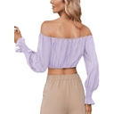 Débardeur long à manches longues pour femme, style vintage français, violet taro, à bretelles amovibles ; présente un design  image 1