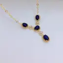 18-Inch Women's 18K Gold Plated Teardrop Pendant Necklace with Blue Accents image 2