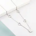 Silver Tone Flower and Mother of Pearl Necklace, 4 Hollow Blossom Charms image 3