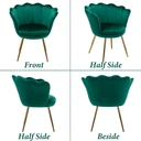 CHAIRUS Chaise d'appoint en velours en forme de pétale avec pieds dorés - Vert image 6