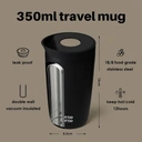 Bottle Bottle Thermal Mug 350 ml for Coffee or Tea, Leak-Proof and Easy Quick Press Closure, Insulated Travel Mug Classic Grande (Black) image 2
