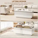 HOMCOM Couchtisch Höhenverstellbar, Wohnzimmertisch mit Hebeplatte, 2 Schublade und verstecktem Stauraum, Kaffeetisch Sofatisch für Wohnzimmer, Hochglanz Weiß image 3