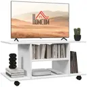 HOMCOM Modern TV Cabinet Stand Storage Shelves Table Mobile Bedroom Furniture Bookshelf Bookcase White image 0
